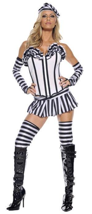 5 Piece Women's Man Slaughter Sexy Convict Adult Plus Size Costume 1X/2X