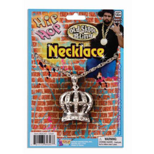 Silver Hip Hop Crown Necklace Costume Jewelry