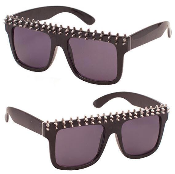 Small Spike Black Frame Dark Tinted Sunglasses