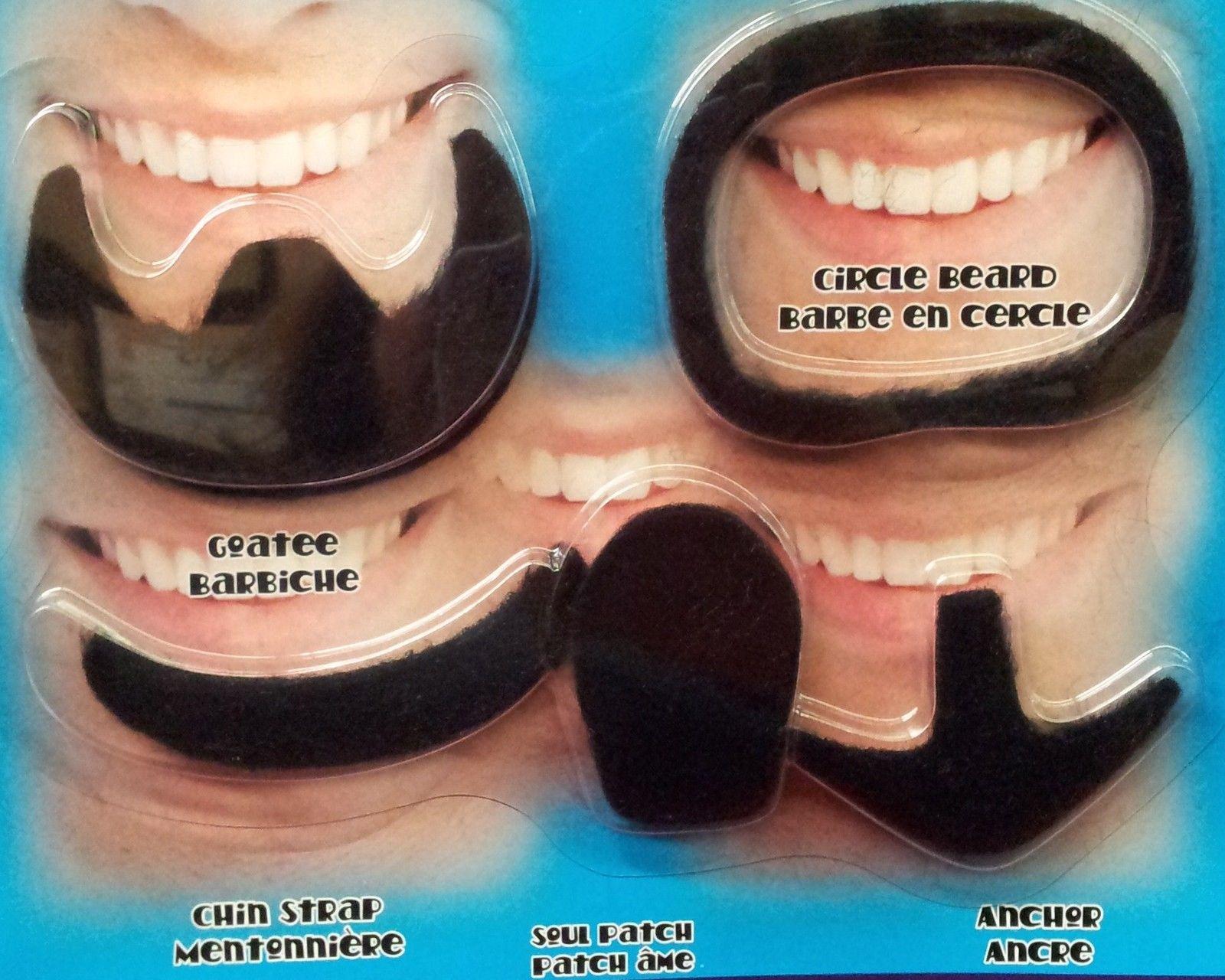 Black Assorted Beards Set Self Adhesive Stick-On Party Beards 5 pack