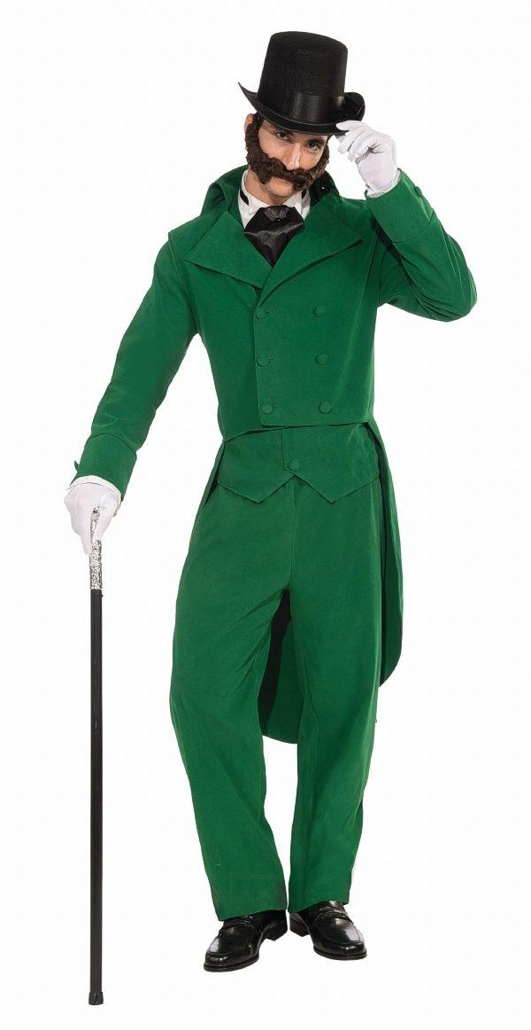 Caroling Gentleman Adult Christmas Caroler Green Suit Costume