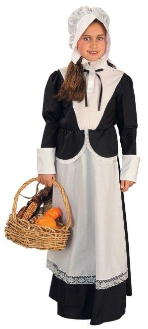 Pilgrim Girl Thanksgiving Colonial Child Costume Medium 8-10