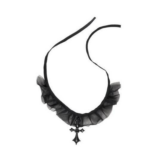 Black Lacy Gothic Cross Choker Necklace Thy Evil Court