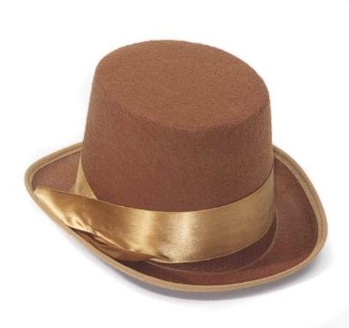 Steampunk Brown Tan Bell Hop Topper Victorian Willy Wonka Costume Top Hat