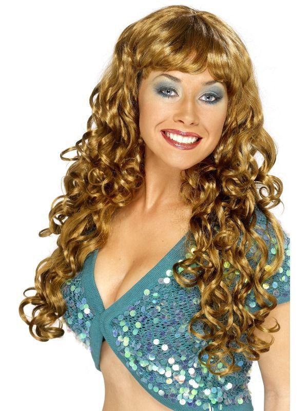 Long Curly Brown Siren Women's Costume Wig One Size