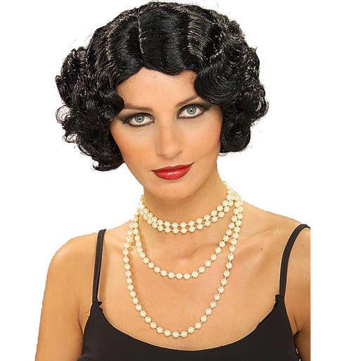 Black Flapper Wig Roaring 20s Gangster
