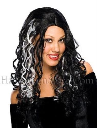 Cryptic Black and White Long Curly Wig