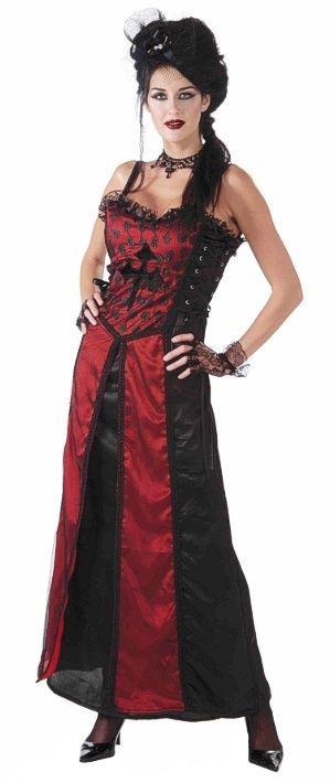 Gothic Couture: Mistress Gothique Adult Costume Red and Black Sexy Dress Gothic