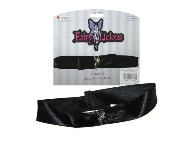 Silver Fairy Licious Black Ribbon Choker Necklace Costume Jewelry Accessory