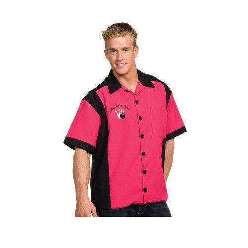 Fuchsia and Black Costume Bowling Shirt with Logo
