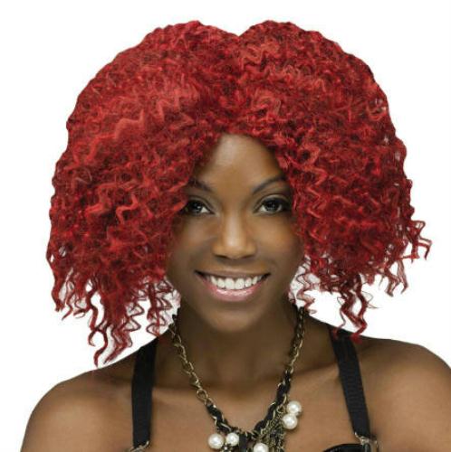 Red Crimped Rock Star Costume Wig