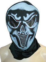 Load image into Gallery viewer, Black Fiber Optic Flashing Adult Scary Skull Ghost Monster Hood Accessory
