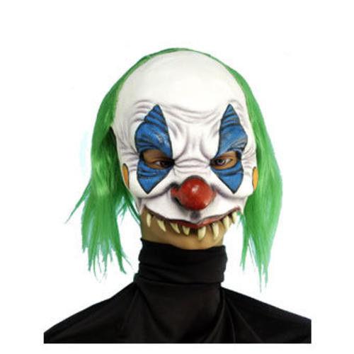 Scary Clown Chinless Mask with Green Hair