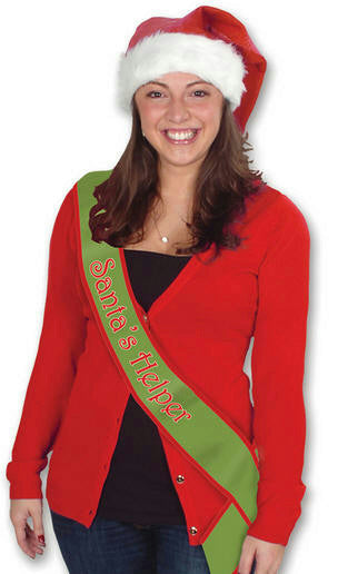Santa's Helper Satin Sash Christmas