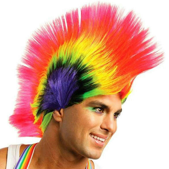 Rave Punk Rainbow Mohawk Wig