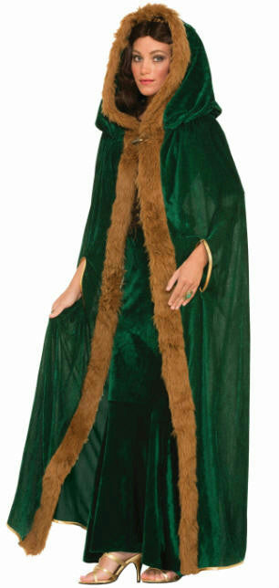 Faux Fur Trimmed Green Adult Medieval Costume Cape