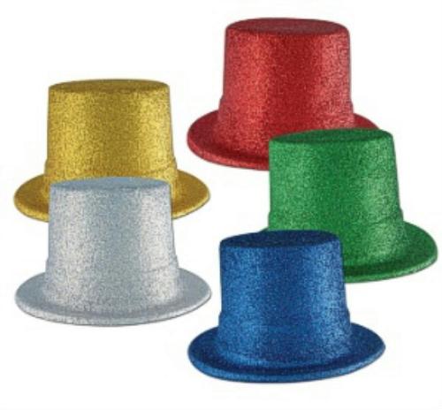 Glitter Top Hats Assorted Colors