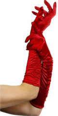 Red Ruched Long Elbow Length Dress Gloves Costume Accessory