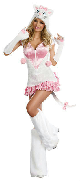 Pretty Kitty Sexy Adult Costume Hooded Dress and Boot Covers Size XL 14-16