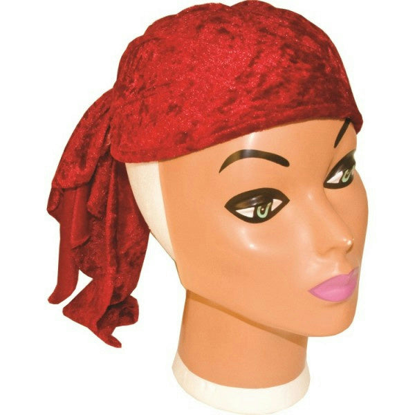 Soft Velvet Red Pirate Buccaneer Hat Bandanna Doo-Rag