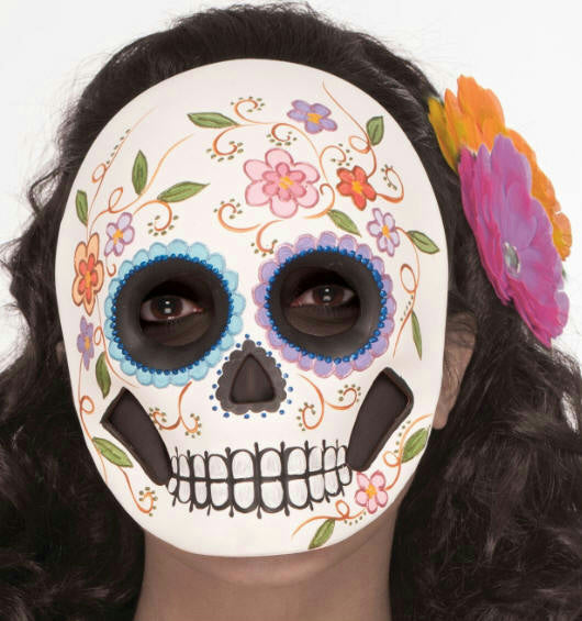 Flowered Female Day Of the Dead Adult Mask Full Face