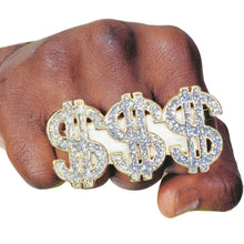 Load image into Gallery viewer, 3 Finger $$$ Pimp Ring Triple Money Dollar Sign Ring
