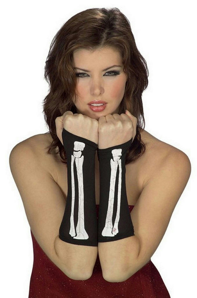 Women's Sexy Skeleton Bone Fingerless Arm Warmer Gloves