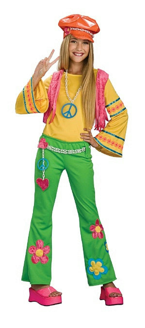 Tween Flower Power Girls Hippie Retro Costume Size Tween Medium 2-4