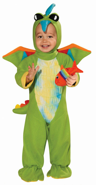 Green Dino Toddler Costume Size 12-18 months Fish Rattle Included