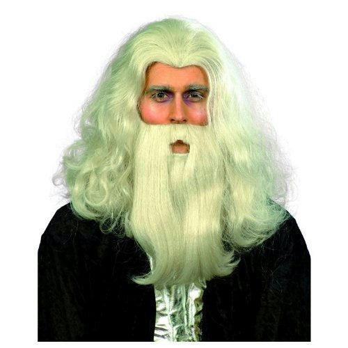 Gray Merlin Wizard Wig and Beard Set