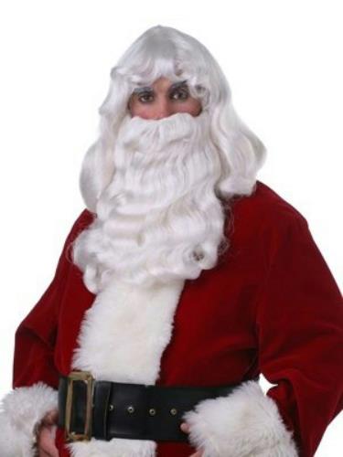 Professional Quality Deluxe Santa Claus White Wig and Beard Christmas