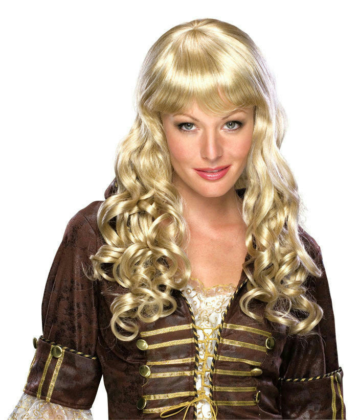 Deluxe Elise Long Dirty Blonde Curly Wig with Bangs