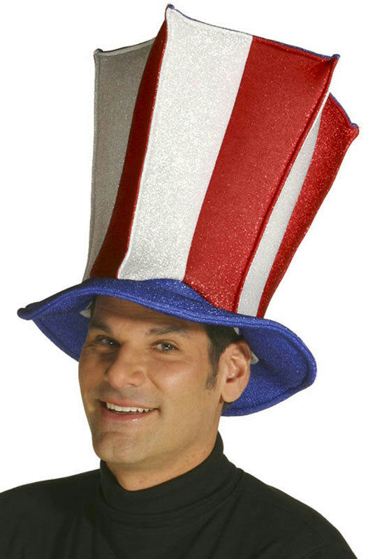 Red White and Blue USA Star Hatter Stovepipe Hat 4th of July Patriotic Accessory