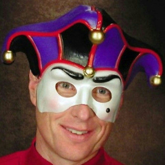 Jester Semi Rigid Plastic Face Mask Mardi Gras