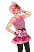 Pop Party Neon Pink 80's Skirt with Zebra Print and Black Lace