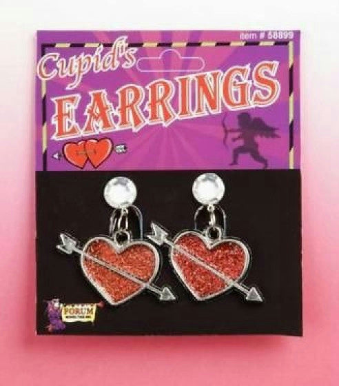 Cupid's Heart Arrow Clip-On Earrings Valentine's Day Accessory Costume Jewelry