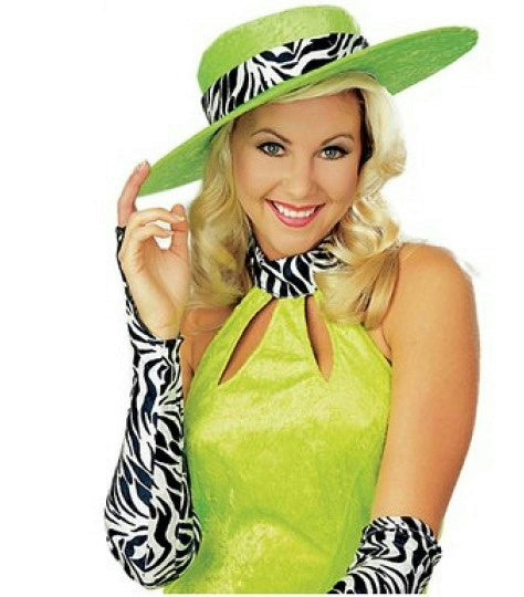Sweet and Sour Lime Green with Zebra Print Pimpette Lady Pimp Costume Hat