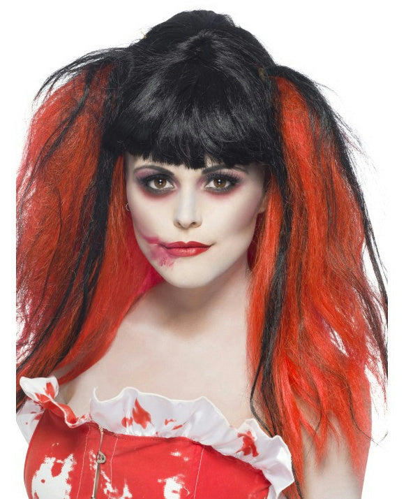 Women's Black and Red Blood Drip Wig Bunches with Blood Effect