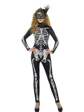 Load image into Gallery viewer, Women&#39;s Soleil Skeleton Cat Suit Sexy Adult Costume Size Large
