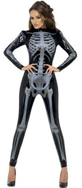 Fever Miss Whiplash Skeleton Catsuit Adult Costume Size Medium