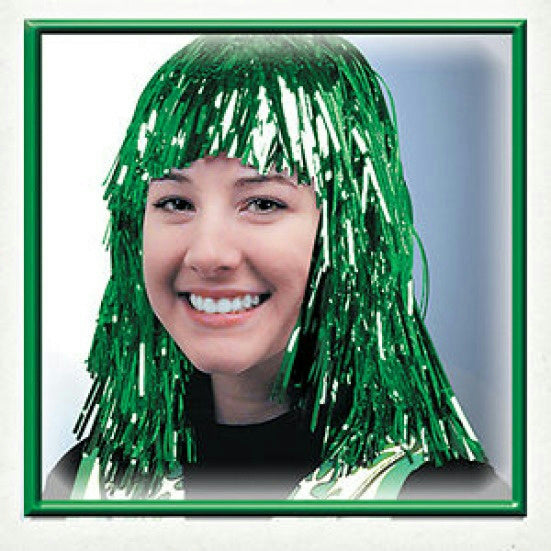 Green Tinsel Wig St. Patricks Day Mardi Gras