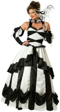 Womens Black and White Carnival Queen Deluxe Adult Costume Dress Size Large
