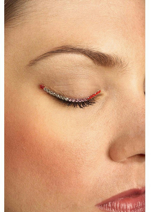 Red Pink and Silver Sparkle Eyelid Jewels Decoration For Eyes