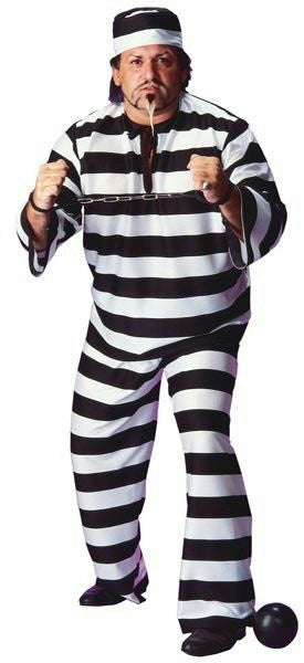 Convict Man Plus Size Adult Full Figure Costume