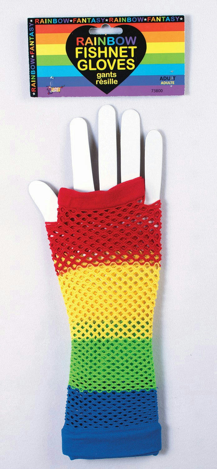 Rainbow Fishnet Adult Gloves