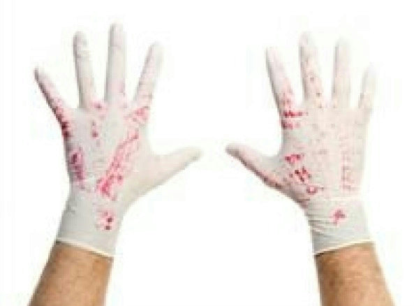 Bloody Latex Gloves Blood Stained Psycho Surgeon