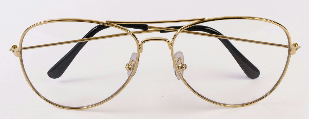 Gold Frame Aviator Glasses with Clear Lens