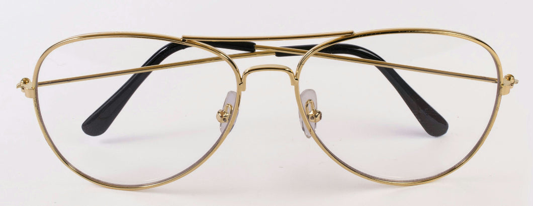 Gold Frame Aviator Glasses with Clear Lens