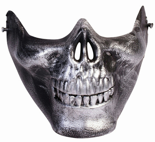 Silver and Black Skull Lower Face Skull Venetian Half Mask