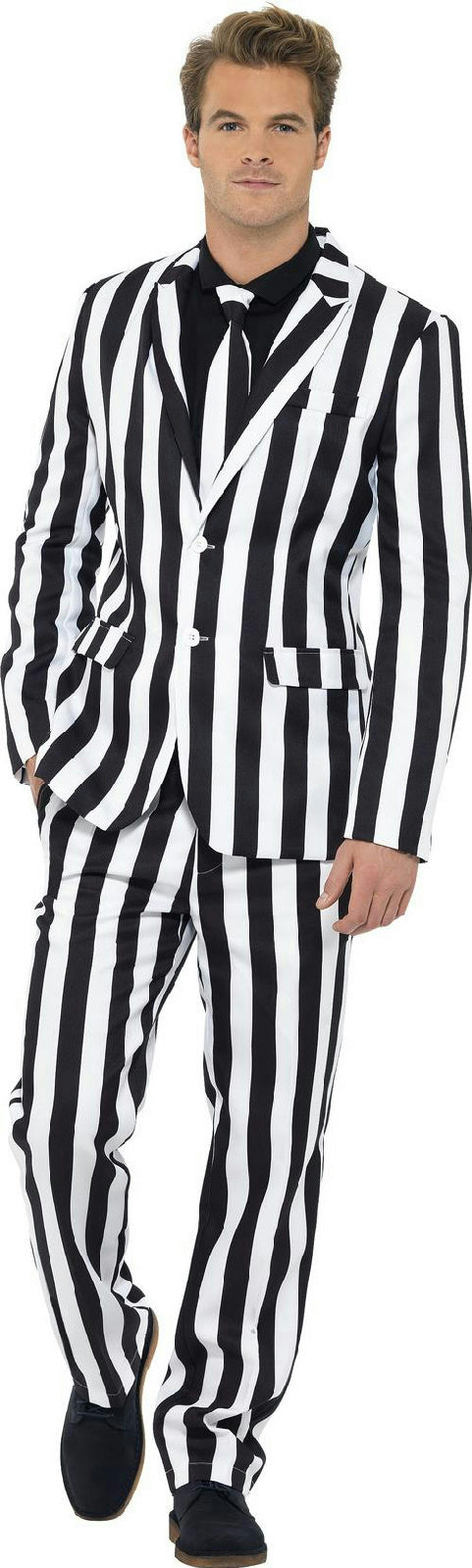 Black and White Striped Humbug Suit Costume Size XL